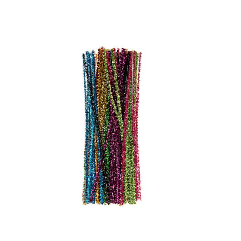 edukit Pack of 120 pipe cleaners , Shiny Metallic Sparkle Tinsel, in assorted colours, Craft All-Purpose Wire Pipe Cleaners 26cm x 6mm.