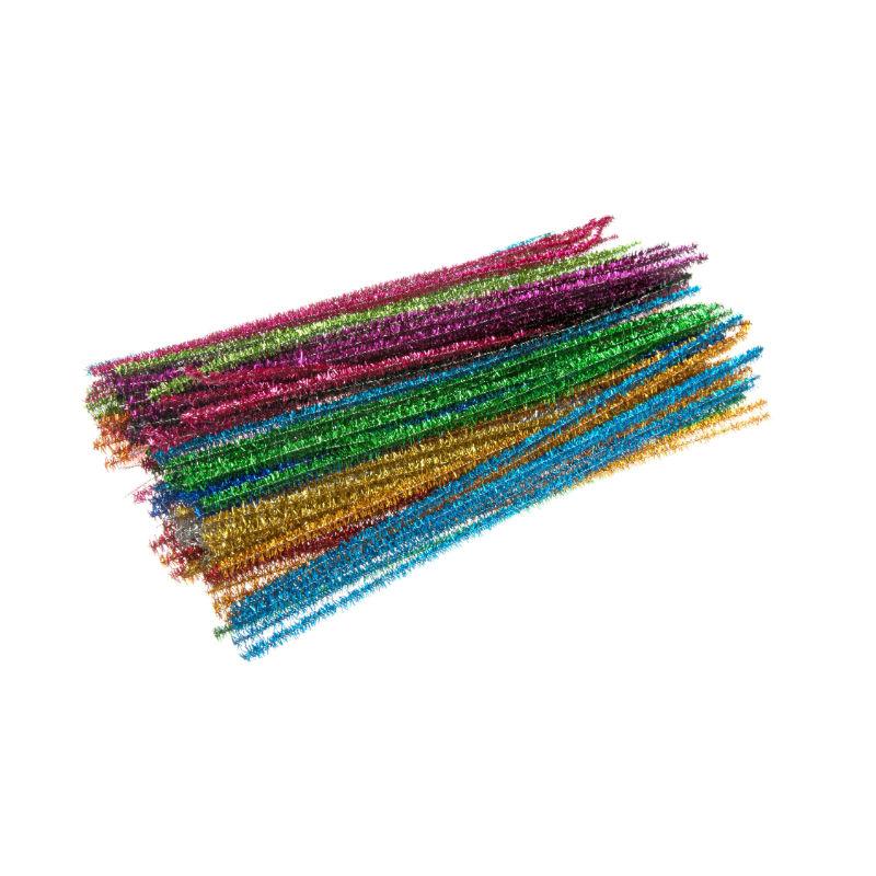 edukit Pack of 120 pipe cleaners , Shiny Metallic Sparkle Tinsel, in assorted colours, Craft All-Purpose Wire Pipe Cleaners 26cm x 6mm.