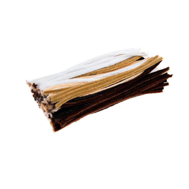 edukit Pack of 120 Pipe cleaners - in brown, black, white & flesh colours, Assortment of Craft Multi-Purpose Wire Pipe Cleaners 26cm x 6mm.