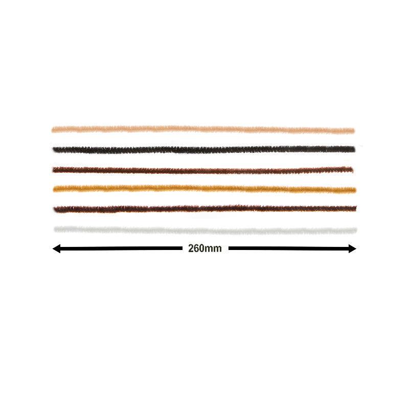edukit Pack of 120 Pipe cleaners - in brown, black, white & flesh colours, Assortment of Craft Multi-Purpose Wire Pipe Cleaners 26cm x 6mm.