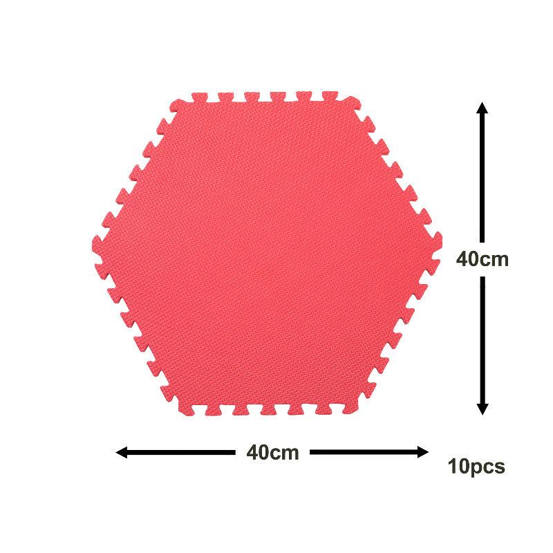 Edukit Hexagonal Foam Play Mat Tiles – 10 Pack – Interlocking Floor Mats for Children – Multicoloured EVA Foam Tiles