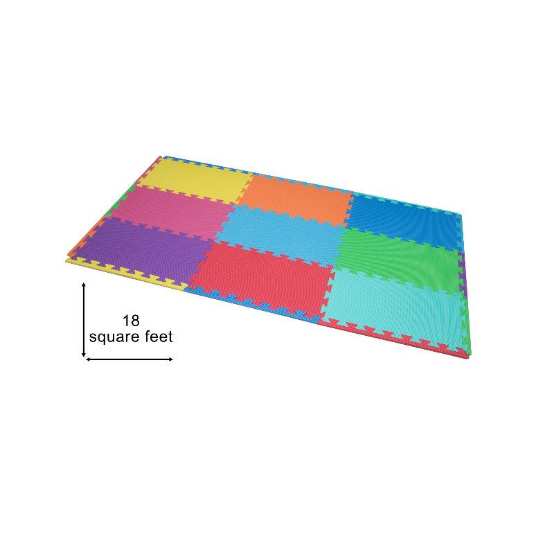 Rectangle Foam Play Mat Tiles – 9 Pack – Interlocking Floor Tile Mats for Children – Multicoloured Foam Tiles by EVA