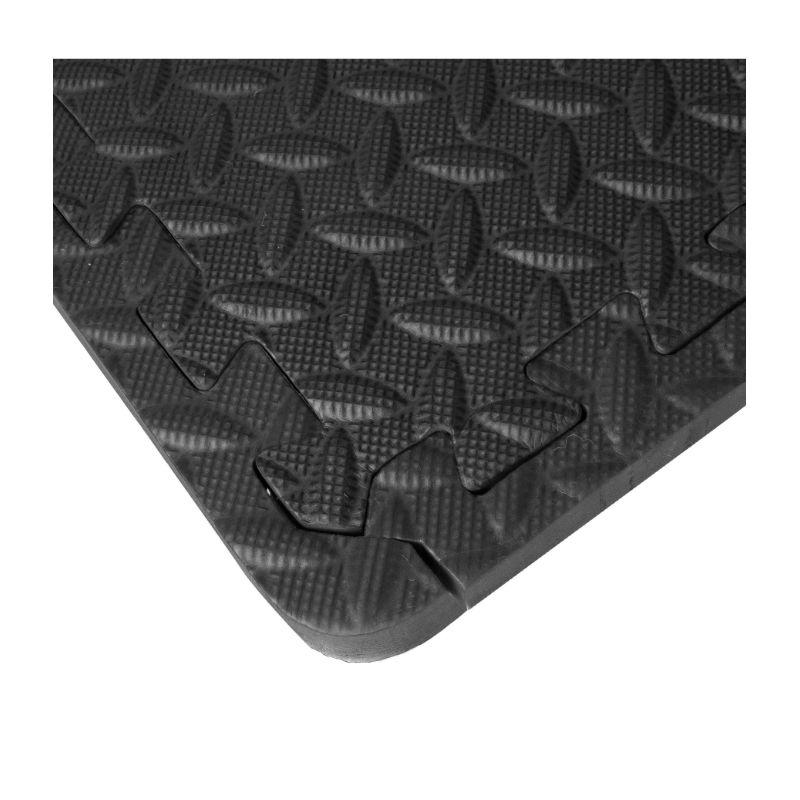 Large and Thick Foam Interlocking Mat Tiles – 4 Pack – High Grip Surface and Waterproof - Floor Mats for Gym’s, Shed’s and Garage’s – Black Foam Tiles by EVA