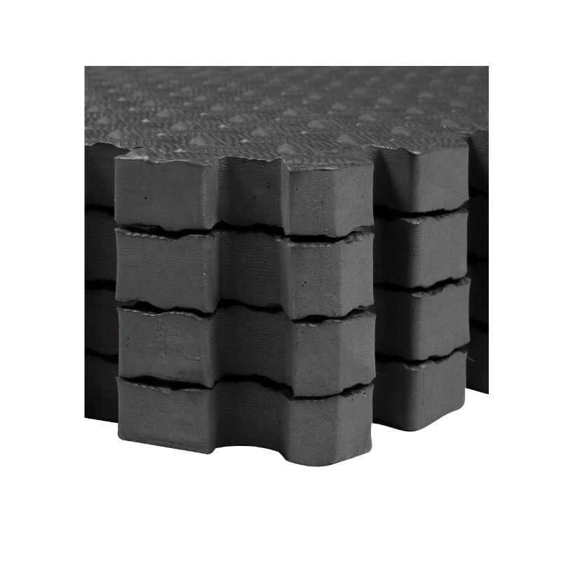 Large and Thick Foam Interlocking Mat Tiles – 4 Pack – High Grip Surface and Waterproof - Floor Mats for Gym’s, Shed’s and Garage’s – Black Foam Tiles by EVA