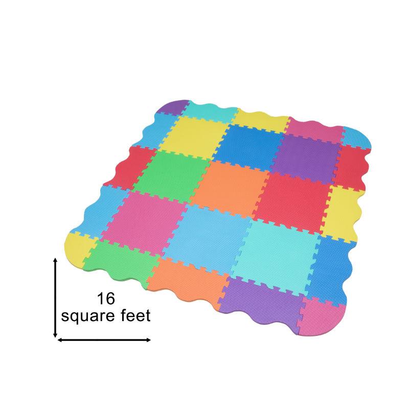 edukit Premium Quality 14mm Extra-Thick Children’s Multi-Coloured EVA Foam Interlocking Floor Tile Set with Wall Borders - Large 16sqft Coverage for Kids Soft Play