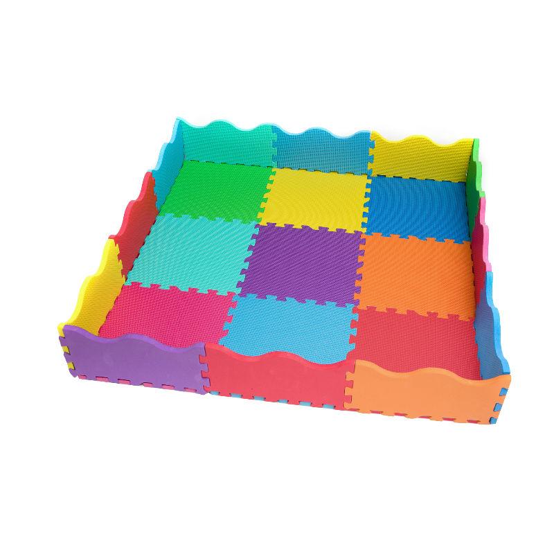 edukit Premium Quality 14mm Extra-Thick Children’s Multi-Coloured EVA Foam Interlocking Floor Tile Set with Wall Borders - Large 16sqft Coverage for Kids Soft Play