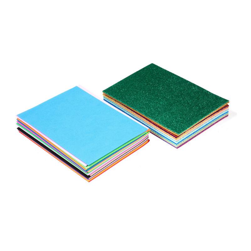 40-Pack of Mixed 2mm Glitter & Normal EVA Foam Craft Sheets – Multi-Coloured 20x A5-Size Glitter Foam Sheets and 20x A5-Size Standard Foam Sheets – Art Supplies for Craft Scrapbooking Decoupage