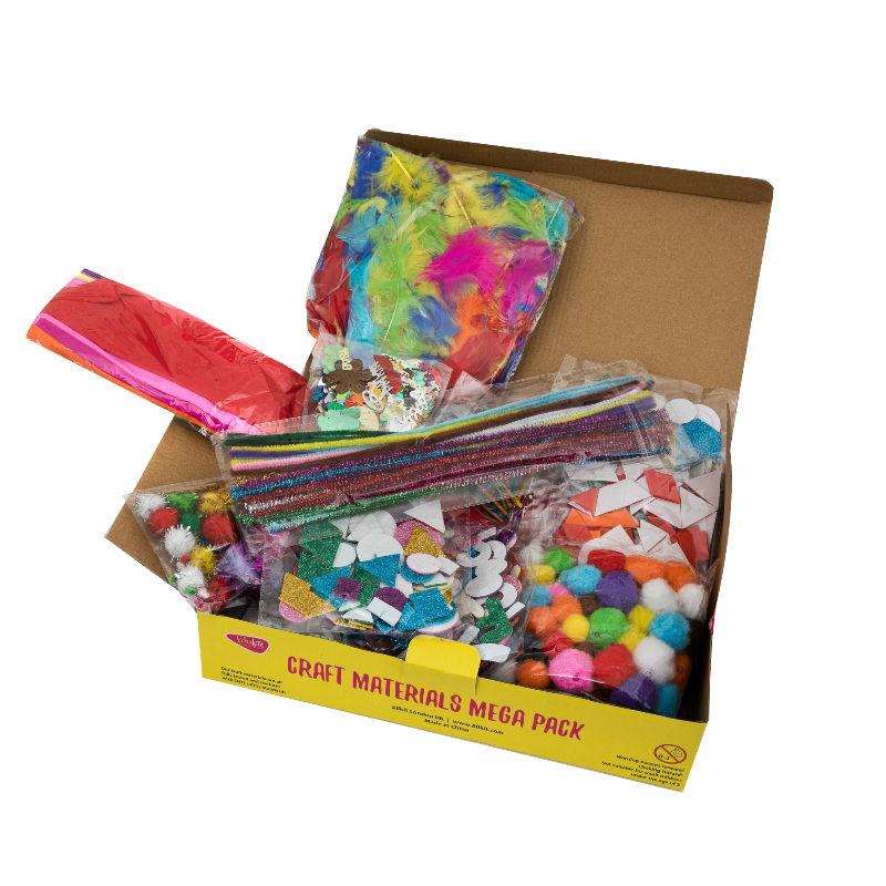 The Ultimate Arts & Craft Materials Mega Bumper Pack – includes Pipe Cleaners, Pompoms, Goggle Eyes, Coloured Crafting Paper, Tissue Paper, Matchsticks, Gem Stones, Feathers, Foam Shapes & more