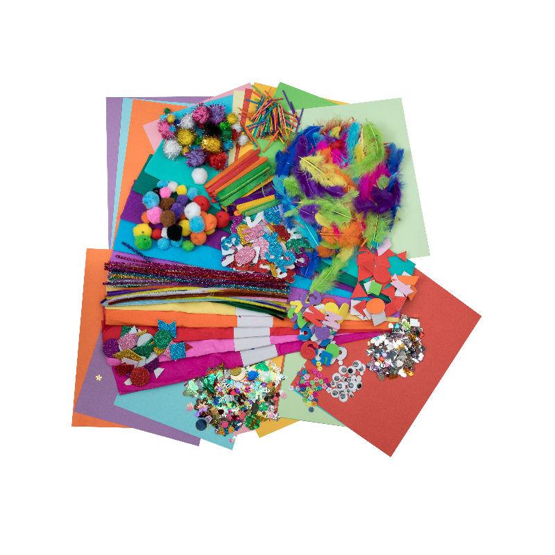 The Ultimate Arts & Craft Materials Mega Bumper Pack – includes Pipe Cleaners, Pompoms, Goggle Eyes, Coloured Crafting Paper, Tissue Paper, Matchsticks, Gem Stones, Feathers, Foam Shapes & more