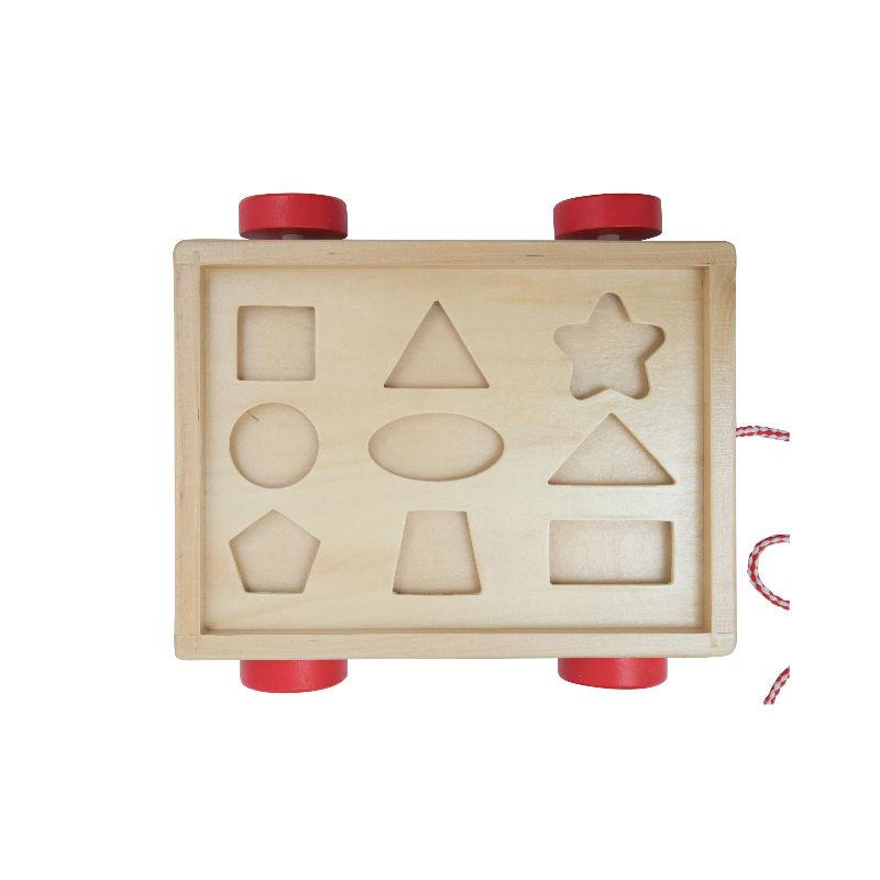 Edukit Wooden Shape Sorting Pull Toy Cart for Children Toddlers Wooden Sorter Toy