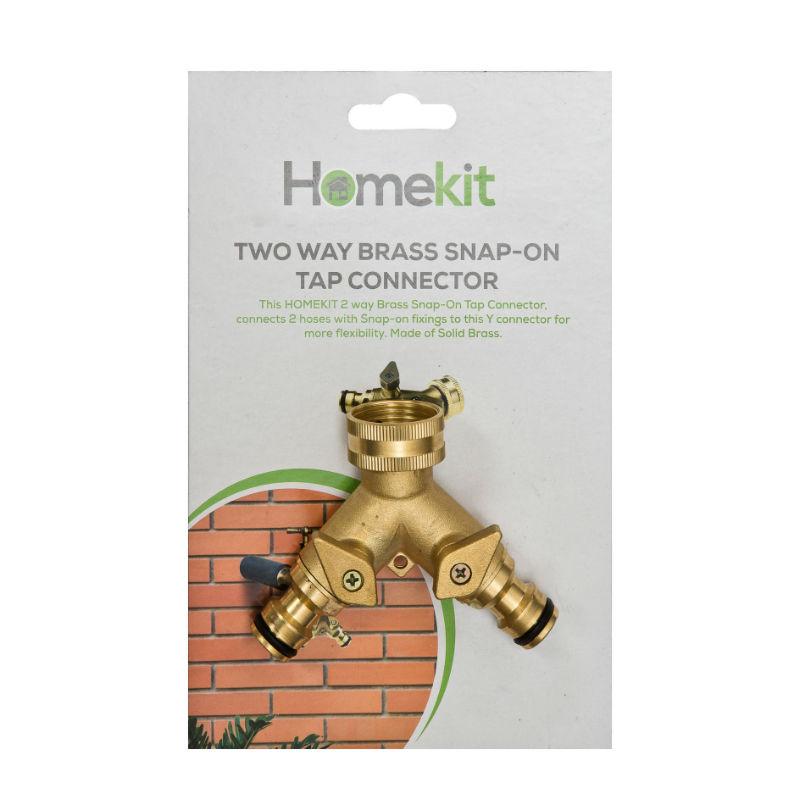 homekit Solid Brass Double Hose Connector for Outdoor Tap and Garden Hoses – Snap On Y Garden Tap Fitting