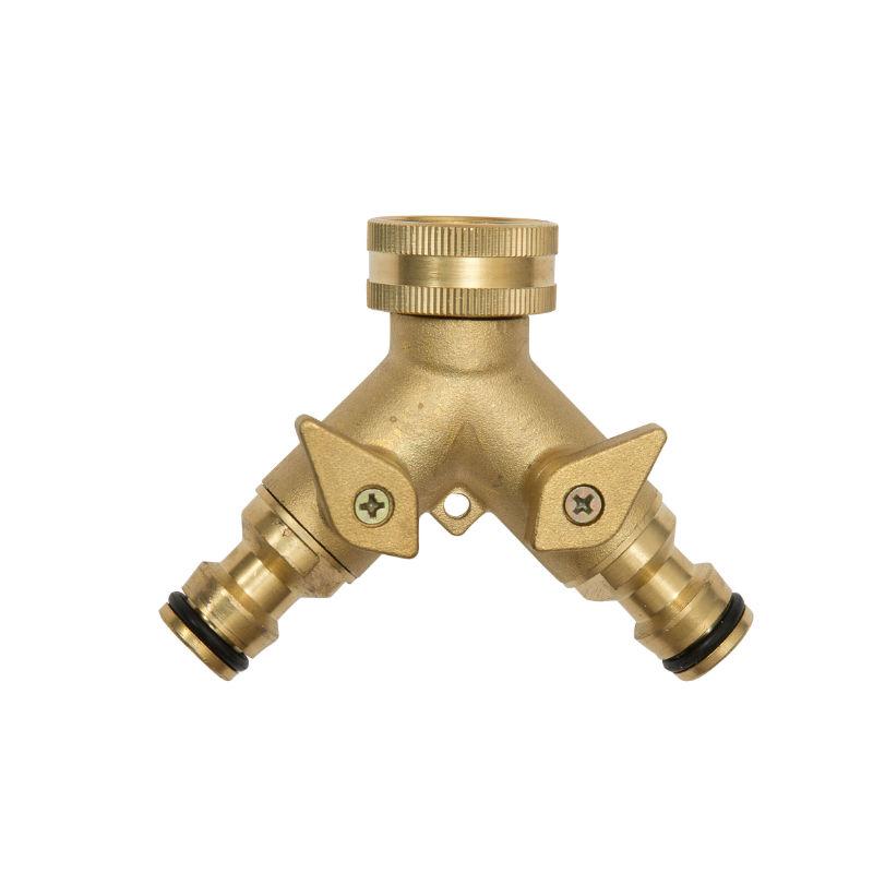 homekit Solid Brass Double Hose Connector for Outdoor Tap and Garden Hoses – Snap On Y Garden Tap Fitting