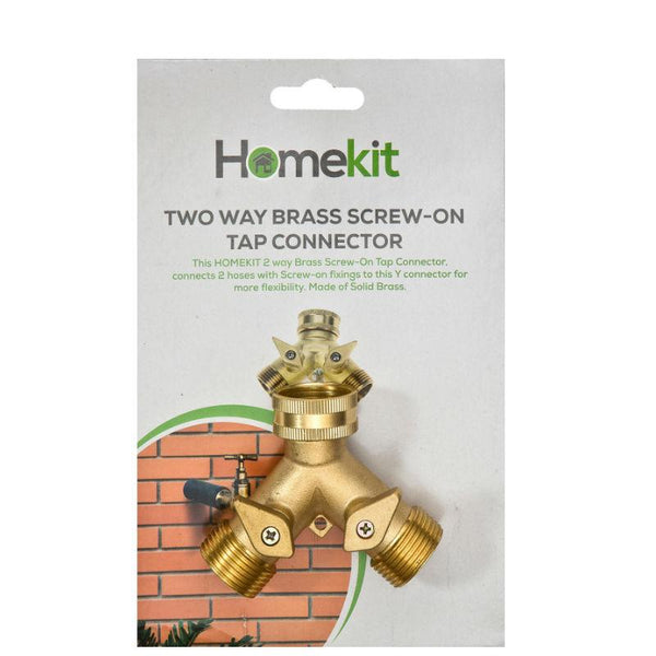homekit Solid Brass Double Hose Connector for Outdoor Tap and Garden Hoses – Screw On Y Garden Tap Fitting