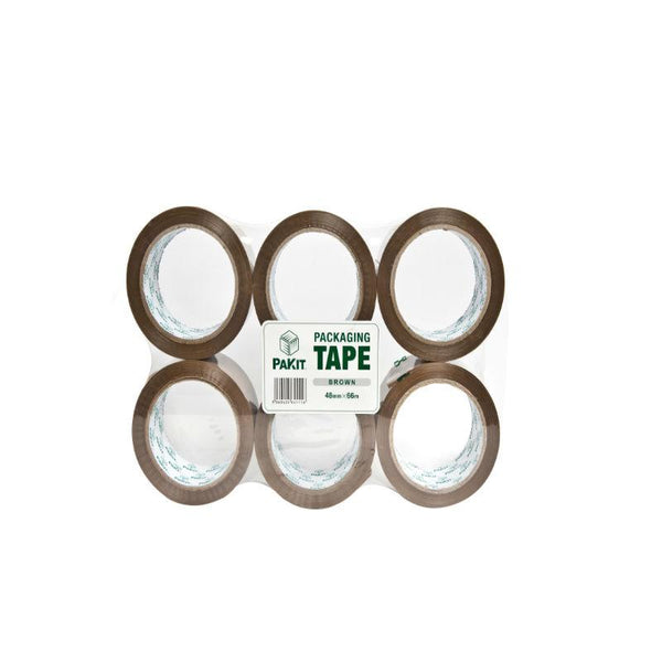 PAKIT 6 Brown Packing Tape Rolls Value Pack | 6 Rolls of Heavy Duty, Commercial Grade 1.88 inches X 72 yards (48mm x 66M) Clear Tape for Packaging, Boxing, Moving & Shipping