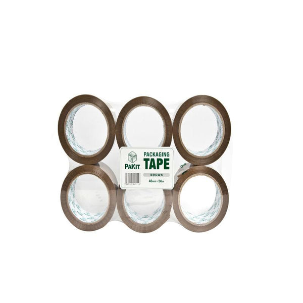 PAKIT 6 Brown Packing Tape Rolls Value Pack | 6 Rolls of Heavy Duty, Commercial Grade 1.88 inches X 72 yards (48mm x 66M) Clear Tape for Packaging, Boxing, Moving & Shipping