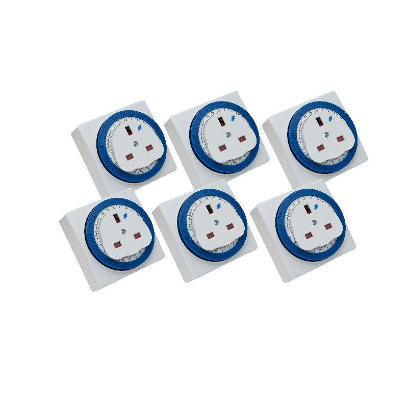 Sockit 24 Hour Segment Timer Switch - Compact Energy Saver - Plug in Mains (3 pack)