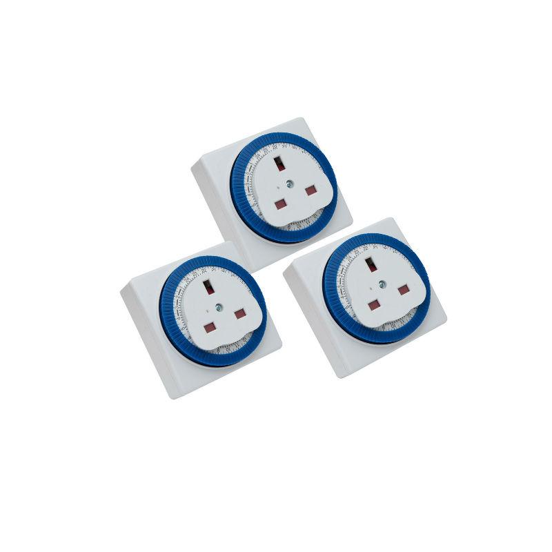 Sockit 24 Hour Segment Timer Switch - Compact Energy Saver - Plug in Mains (3 pack)