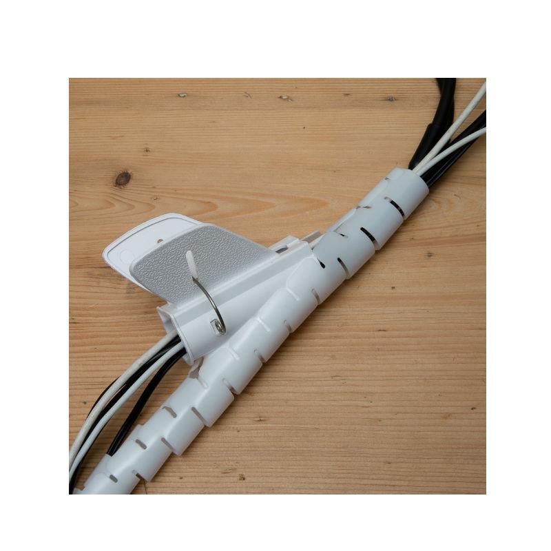 Cable Tidy Kit – 6 Meter, 2 x 3 Meters Spiral Wrapping Band + Tool. White. Can be Cut to Size