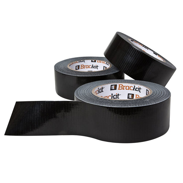 Brackit Black Duct Tape | Heavy Duty Gaff Tape, Camera Or Photography Tape, Spike Tape, Stage Tape for Theaters | 48mm x 50m Pro Gaffer's Tape Multipack (3 Gaff Tape Rolls)